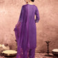 Cotton Blend Embroidered Straight Kurta with Pant & Dupatta