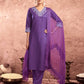 Cotton Blend Embroidered Straight Kurta with Pant & Dupatta