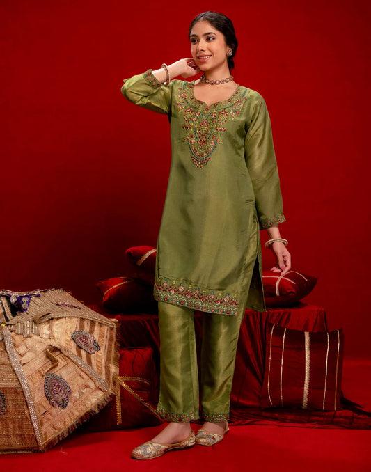 Shimmer Embroidered Straight Co-ords Set
