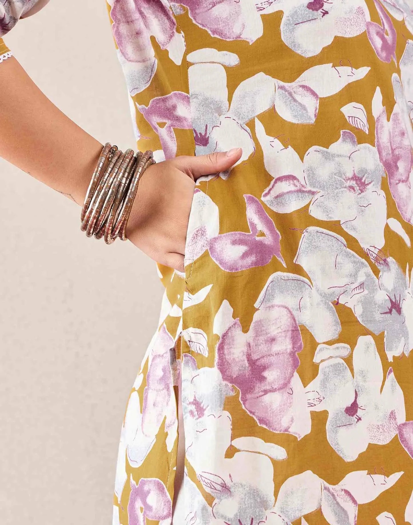 Cotton Printed Straight Round Neck Kurti