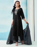Rayon Embroidered Straight 3 Piece Kurta Set