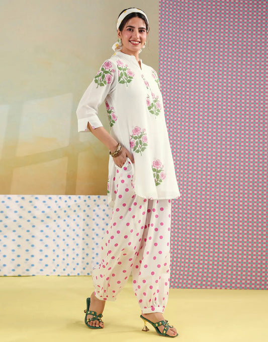 Cotton Printed Mandarin Collar Co-ords Set