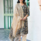 Rayon Floral Printed and Printed Fabric Lace Straight Kurta with Pant & Dupatta