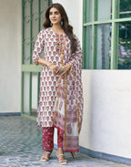 Viscose Rayon Floral Print Straight 3 Piece Kurta Set