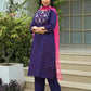 Silk Embroidered Round Neck Straight Kurta with Pant & Dupatta
