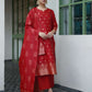 Silk Blend Jacquard Straight Kurta with Pant & Dupatta