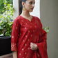 Silk Blend Jacquard Straight Kurta with Pant & Dupatta