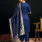 Silk Blend Woven Straight Kurta with Pant & Dupatta