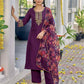 Silk Blend Embroidery, Sequence Work and lace Straight Kurta with Pant & Dupatta