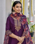 Poly Chinnon Embroidered Straight 3 Piece Kurta Set