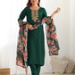 Silk Blend Embroidery, Sequence Work and lace Straight Kurta with Pant & Dupatta