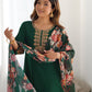 Silk Blend Embroidery, Sequence Work and lace Straight Kurta with Pant & Dupatta