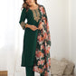 Silk Blend Embroidery, Sequence Work and lace Straight Kurta with Pant & Dupatta