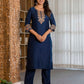 Silk Blend Embroidery, Sequence Work and lace Straight Kurta with Pant & Dupatta