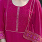 Cotton Blend Embroidered Straight Kurta with Pant & Dupatta