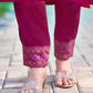 Cotton Blend Embroidered Straight Kurta with Pant & Dupatta