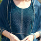Blue Silk Plain Round Neck 3/4 Sleeve Straight Kurta Set With Pant & Dupatta