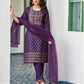 Cotton Blend Foil Printed and Gota Lace Straight Kurta with Pant & Dupatta