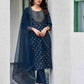 Cotton Blend Foil Printed, Embroidery and Gota Lace Straight Kurta with Pant & Dupatta