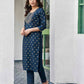 Cotton Blend Foil Printed, Embroidery and Gota Lace Straight Kurta with Pant & Dupatta