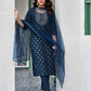 Cotton Blend Foil Printed, Embroidery and Gota Lace Straight Kurta with Pant & Dupatta