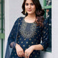 Cotton Blend Foil Printed, Embroidery and Gota Lace Straight Kurta with Pant & Dupatta