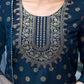 Cotton Blend Foil Printed, Embroidery and Gota Lace Straight Kurta with Pant & Dupatta