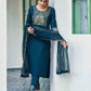 Cotton Blend Foil Printed and Gota Lace Straight Kurta with Pant & Dupatta