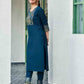 Cotton Blend Foil Printed and Gota Lace Straight Kurta with Pant & Dupatta