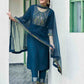 Cotton Blend Foil Printed and Gota Lace Straight Kurta with Pant & Dupatta