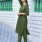 Art Silk Dyed, Embroidery Work and Lace Straight Kurta with Pant & Dupatta