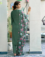 Silk Blend Embroidered Straight 3 Piece Kurta Set