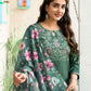 Silk Blend Embroidered Straight Kurta with Pant & Dupatta