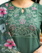 Silk Blend Embroidered Straight 3 Piece Kurta Set