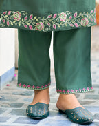 Silk Blend Embroidered Straight 3 Piece Kurta Set