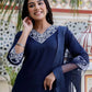 Cotton Blend Embroidered Straight Kurta with Pant & Dupatta