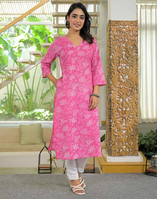 Cotton Printed Straight Kurti
