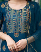 Viscose Rayon Foil Print Straight 3 Piece Kurta Set