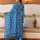 Light Blue Silk Printed V Neck 3/4 Sleeve Straight Kurta Set With Pant & Dupatta