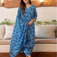 Light Blue Silk Printed V Neck 3/4 Sleeve Straight Kurta Set With Pant & Dupatta