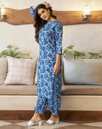 Cotton Blend Printed Straight 3 Piece Kurta Set