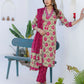 Grey Printed Kurti with pant & dupatta 