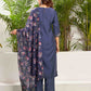 Silk Blend Embroidered Straight Kurta with Pant & Dupatta