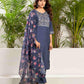 Silk Blend Embroidered Straight Kurta with Pant & Dupatta