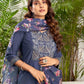 Silk Blend Embroidered Straight Kurta with Pant & Dupatta