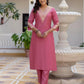 Silk Embroidery, Sequins Work and Gota Patti Work Straight Kurta with Pant & Dupatta