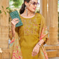 Silk Blend Embroidered Straight Kurta with Pant & Dupatta