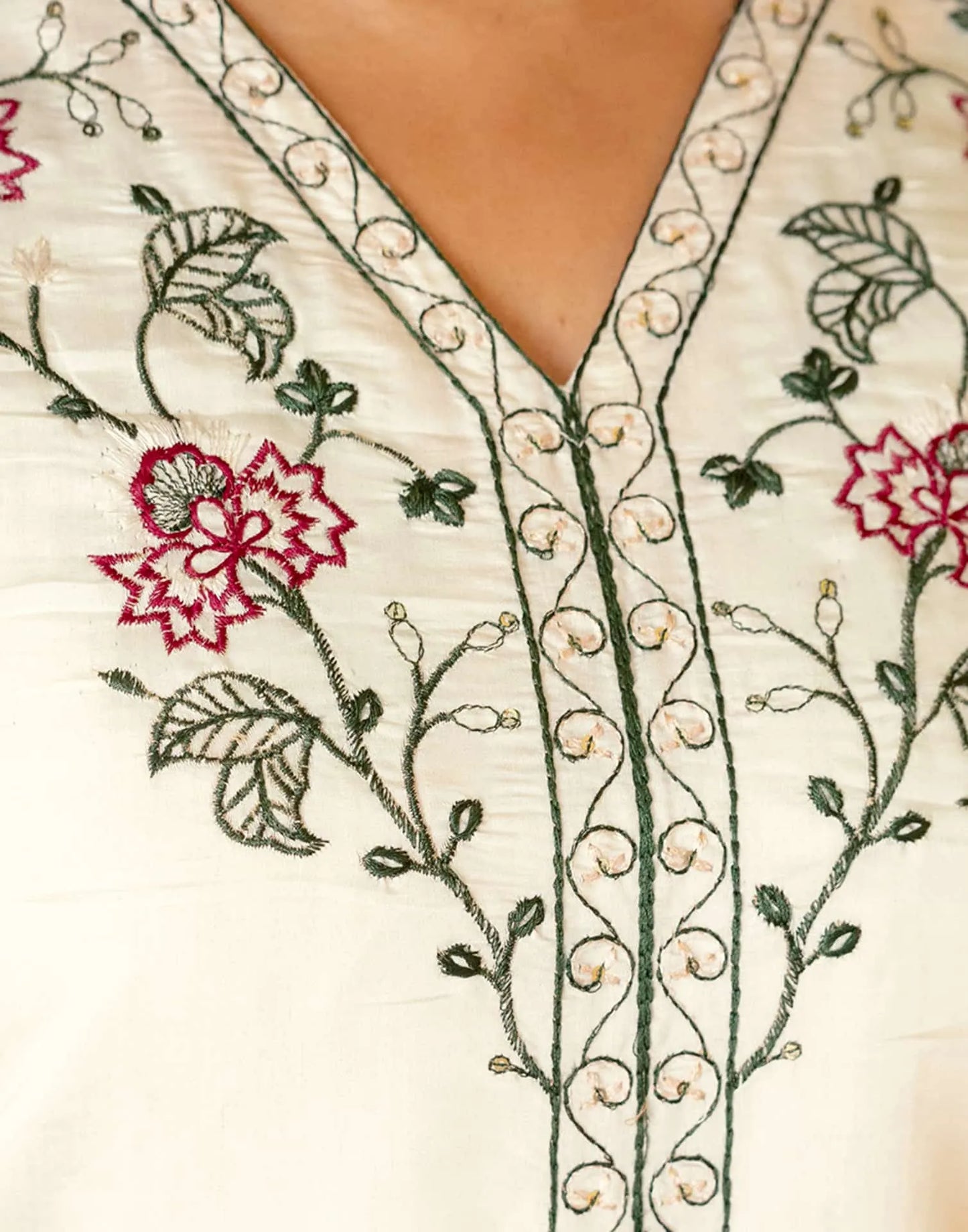 Silk Blend Embroidered Straight Kurta with Pant & Dupatta