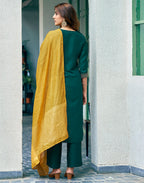 Poly Chinnon Embroidered Straight 3 Piece Kurta Set