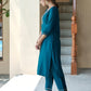 Cotton Blend Embroidery and Lace Straight Kurta with Pant & Dupatta